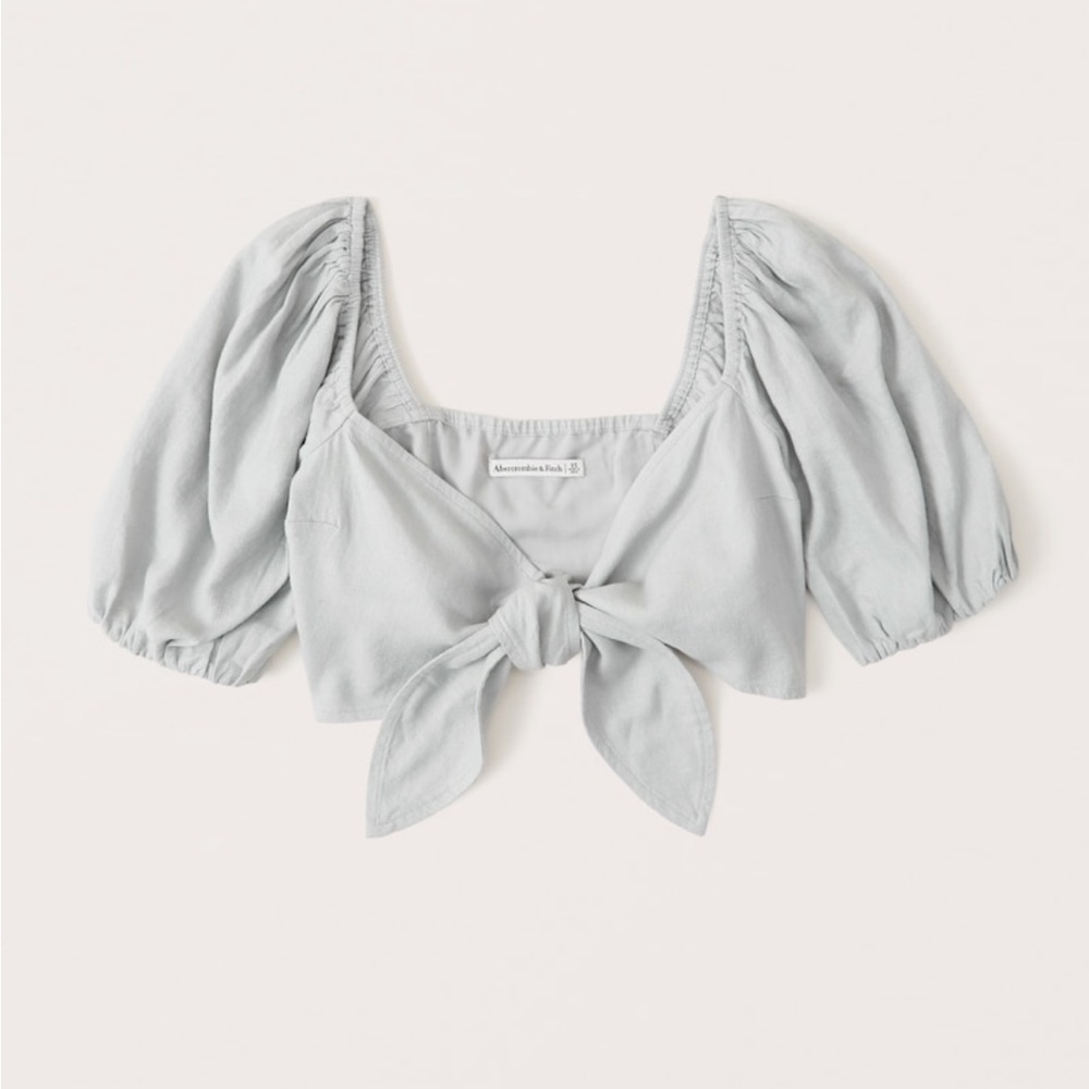 Abercrombie tie front puff sleeve top